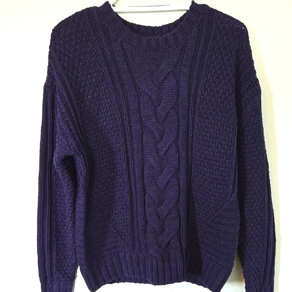 One A Navy Cable Knit Sweater Size Medium - Picture 1 of 6
